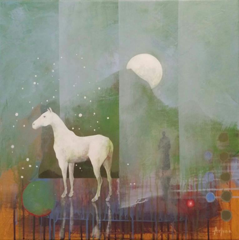 Listening horse Akrylmaleri (50x50 cm) kr 6500 ur