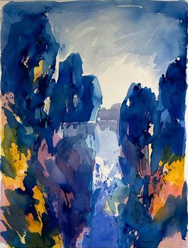 Blå poesi Akvarell (64x49 cm) kr 12000 mr
