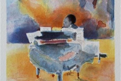Count Basie piano Litografi 25x20 cm 600 ur