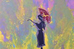 Girl With an Umbrella Akrylmaleri (61x50 cm) kr 7000 ur