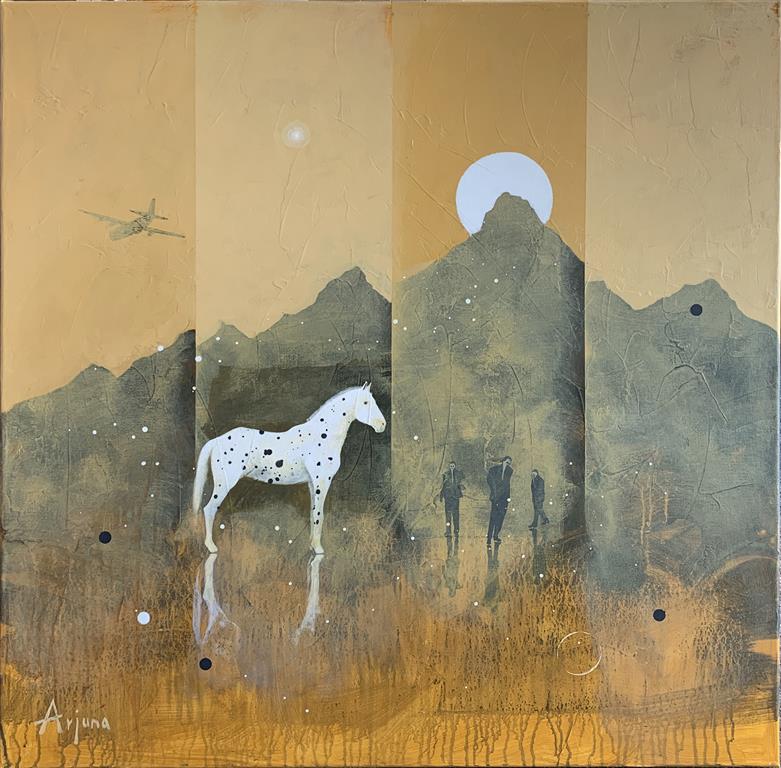 Hiding horse Akrylmaleri (80x80 cm) kr 13000 ur