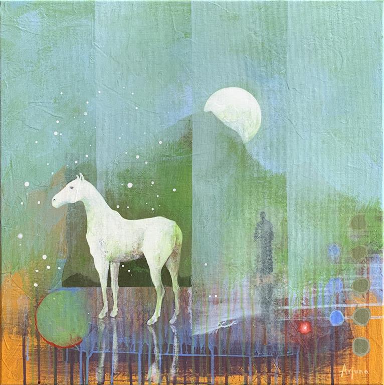 Listening horse Akrylmaleri (50x50 cm) kr 6500 ur