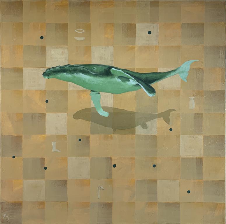 Whale and wall Akrylmaleri (100x100 cm) kr 19000 ur