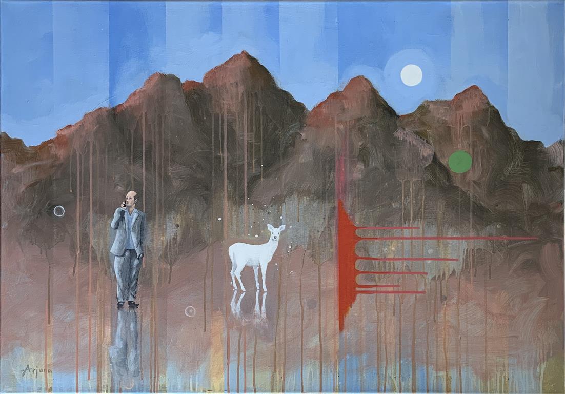 White deer Akrylmaleri (70x100 cm) kr 15000 ur
