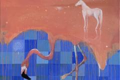 Flamingo blues Akrylmaleri (80x80 cm) kr 13000 ur