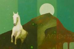 Stalling stallion Akrylmaleri (40x40 cm) kr 5500 ur