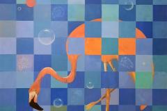 Flamingo blue Akrylmaleri (80x80 cm) kr 16000 ur