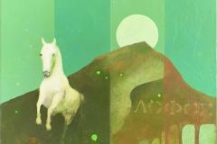 Stalling stallion Akrylmaleri (40x40 cm) kr 8000 ur