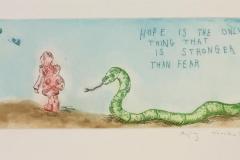 Hope is the only thing that is stronger than fear Etsning (10x30 cm) kr 1200 ur
