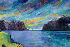 Stille fjord Oljemaleri (64x76 cm) kr 6500 ur