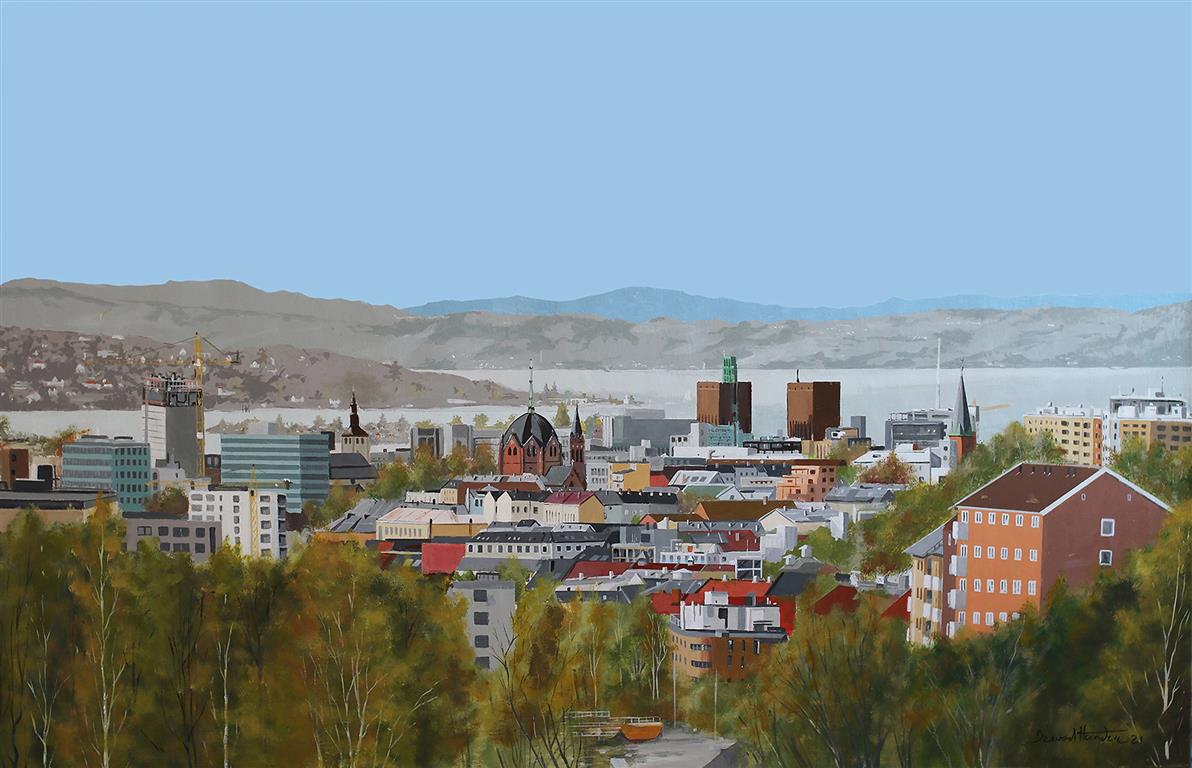 Panorama Oslo Akrylmaleri (125x80 cm)