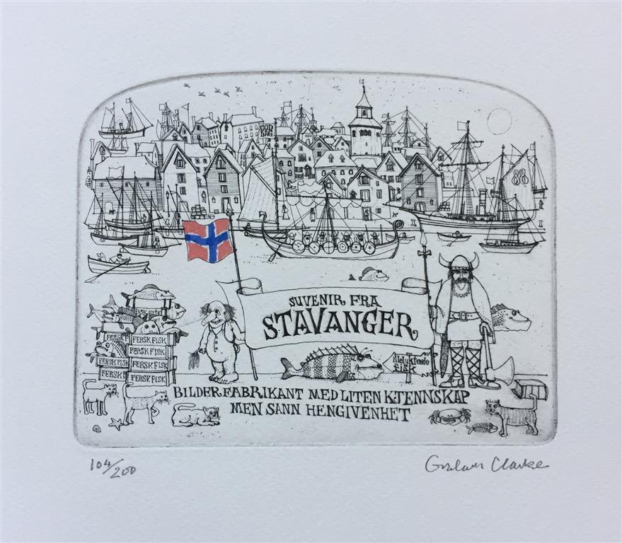 Stavanger Etsning (14x18 cm) kr 1500 ur