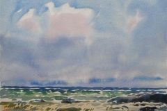 Ved havet Akvarell (30x40 cm) kr 2000 ur