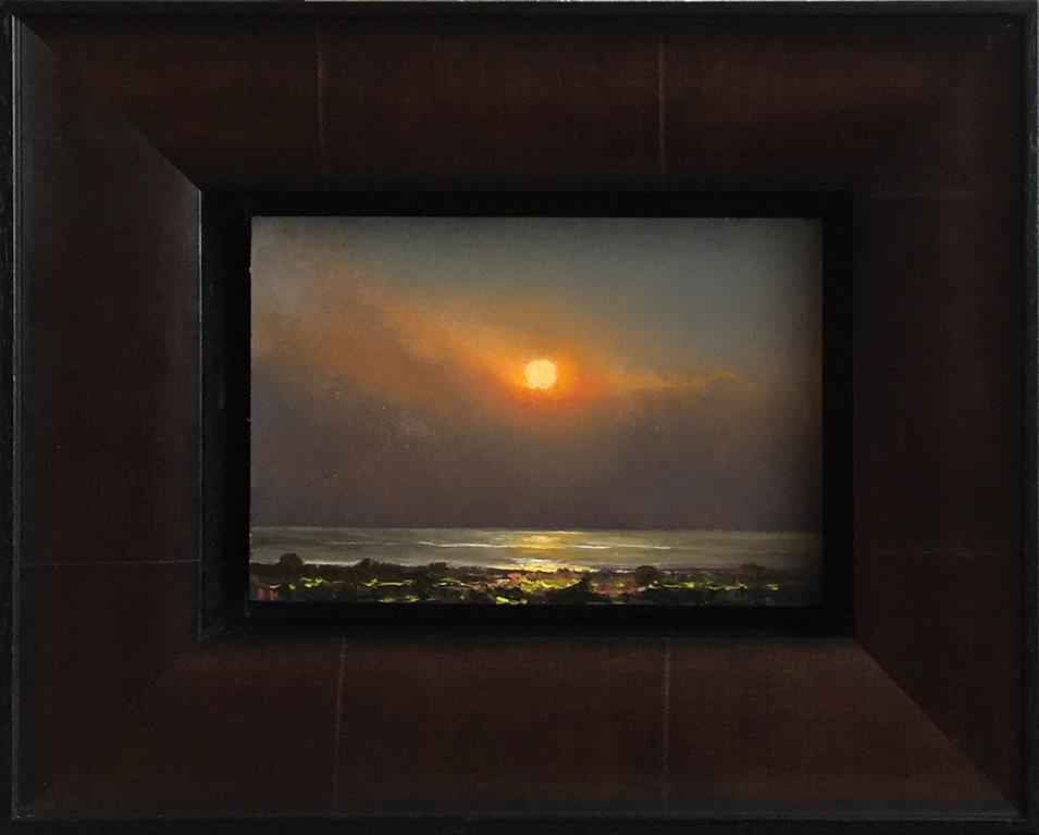 Sol over hav. Oljemaleri (11x17 cm) kr 5500 mr
