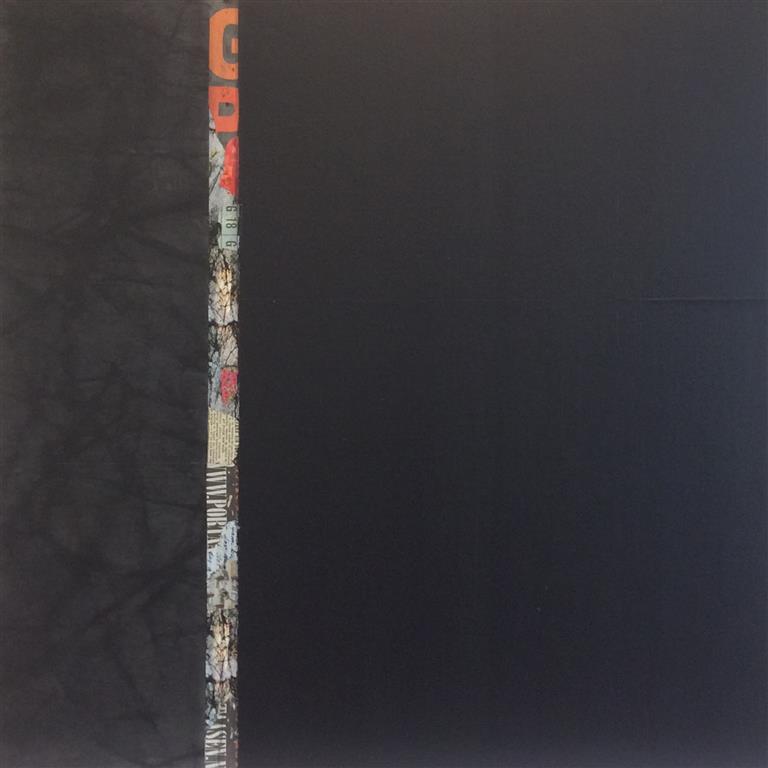 Rød stripe II Collage/akryl/kull (60x60 cm) kr 12000 ur