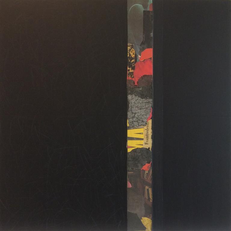 Rød stripe III Collage/akryl/kull (60x60 cm) kr 12000 ur