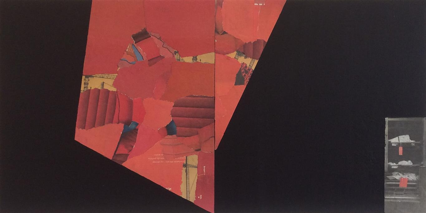 Rødt senter Collage (40x80 cm) kr 9000 ur