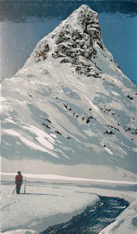 Mot fjellet Linosnitt 37x22 cm 1900,-kr u.r.