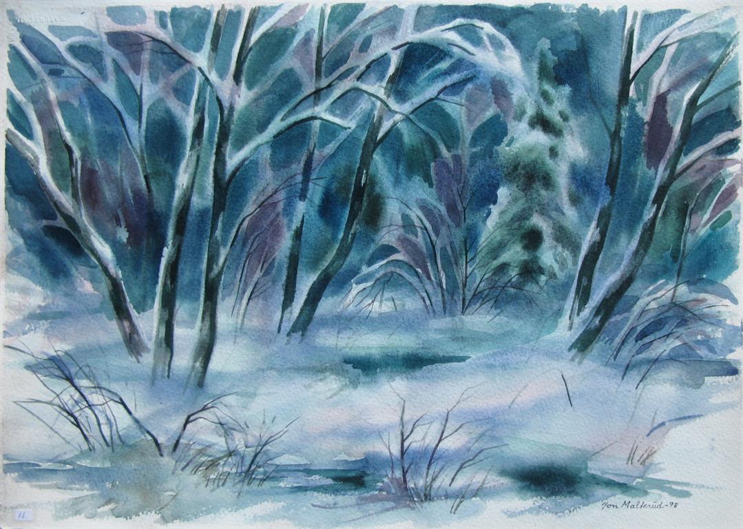 Vinterskog Akvarell 37x52,5 cm 2500 ur
