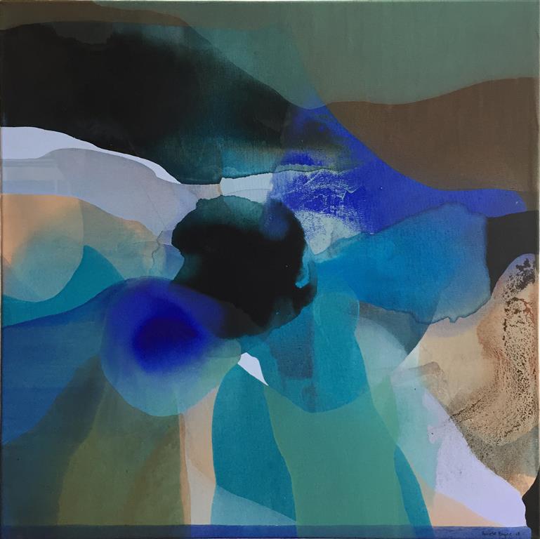 Annette Bryne "Fargeflyt IV" Akrylmaleri (60x60 cm) kr 6000 ur