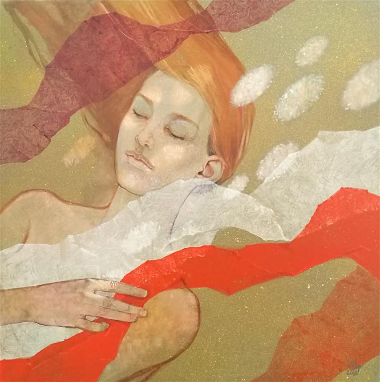 Julia Mordvinova Gilje "Mermaid´s dream III"  Akryl/olje (60x60 cm) kr 7500 ur
