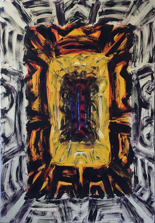 Kjell Pahr-Iversen "Ikon, varme farger" Oljemaleri (150x100 cm) kr 80000 ur