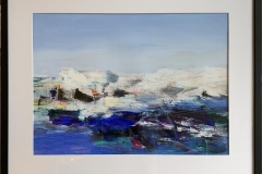 Jan Kristoffersen: Vinterfjell Akrylmaleri på papir (42x57 cm) kr 6000 mr