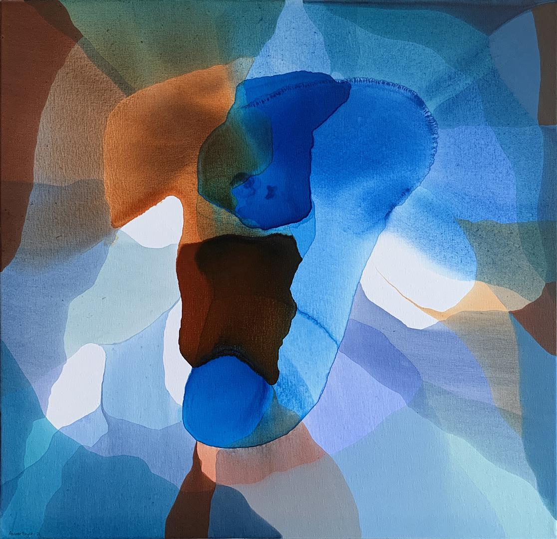 Annette Bryne: "Farge og flyt I" Akrylmaleri (80x80 cm) kr 9000 ur
