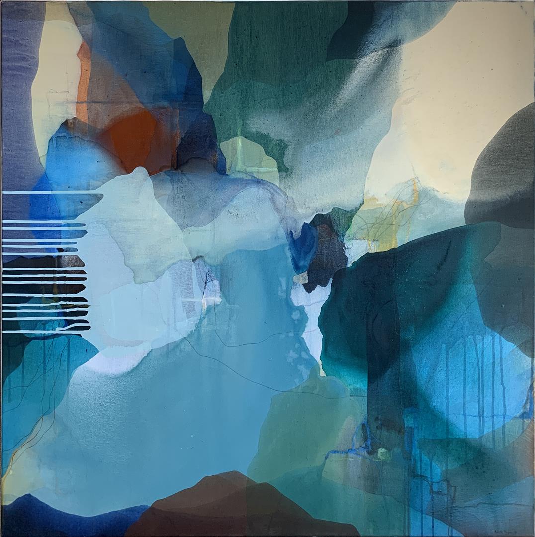 Annette Bryne: "Farger og flyt II" Akrylmaleri (100x100 cm) kr 14000 ur