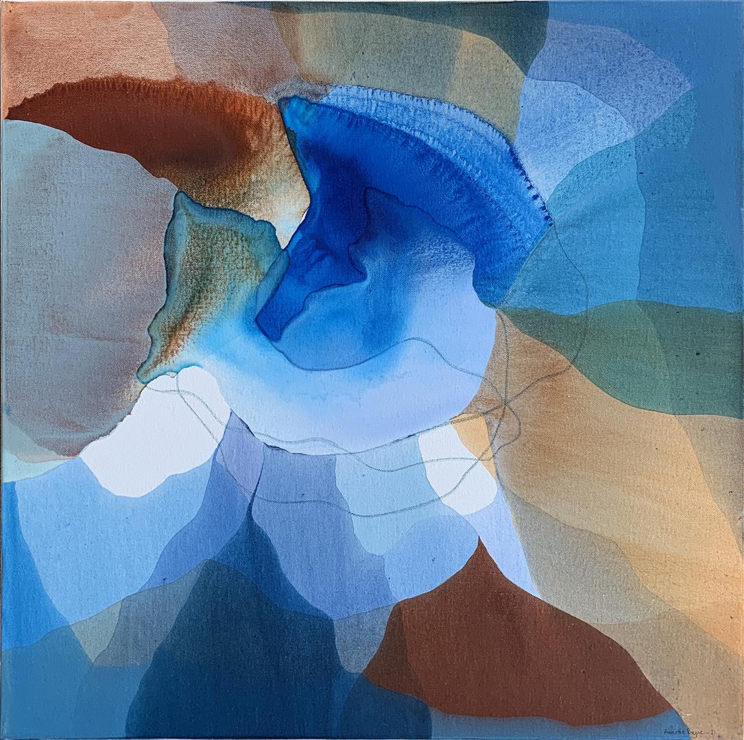 Annette Bryne: "Farger og flyt III" Akrylmaleri (60x60 cm) kr 6000 ur