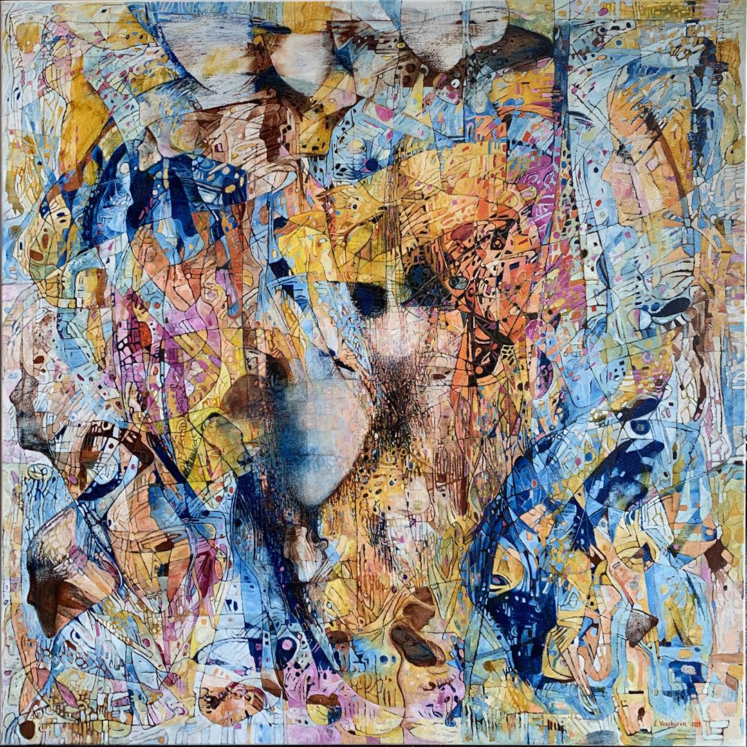 Elena Vorobyeva: "Kjærlighetsformel II" Oljemaleri (100x100 cm) kr 35000 ur