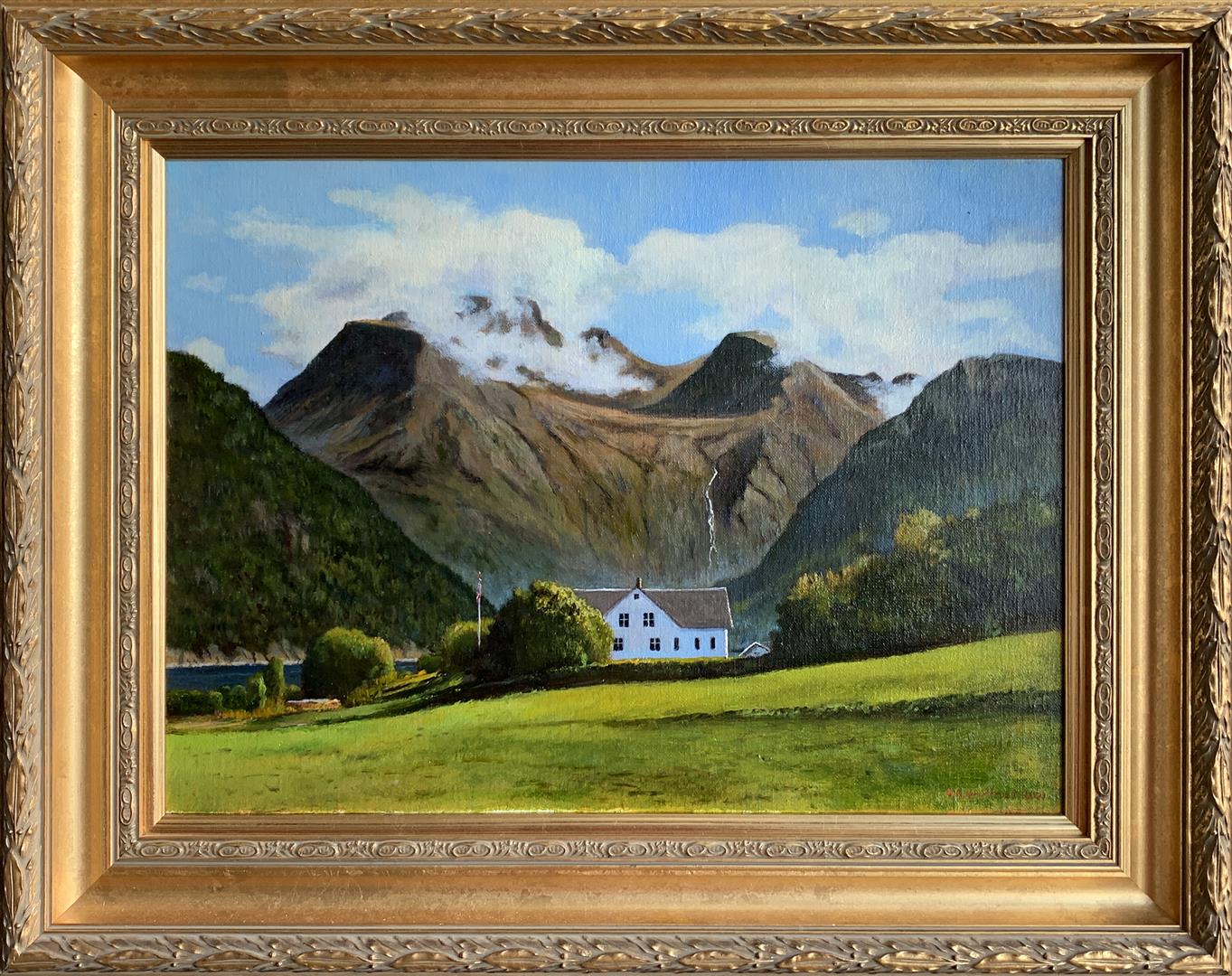 Odd-Geir Hadland: "Fra Hardanger" Oljemaleri (37x50 cm) kr 13000 mr