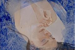 Julia Mordvinova Gilje: "Blå dag" Akryl, olje (46x38 cm) kr 6000 ur