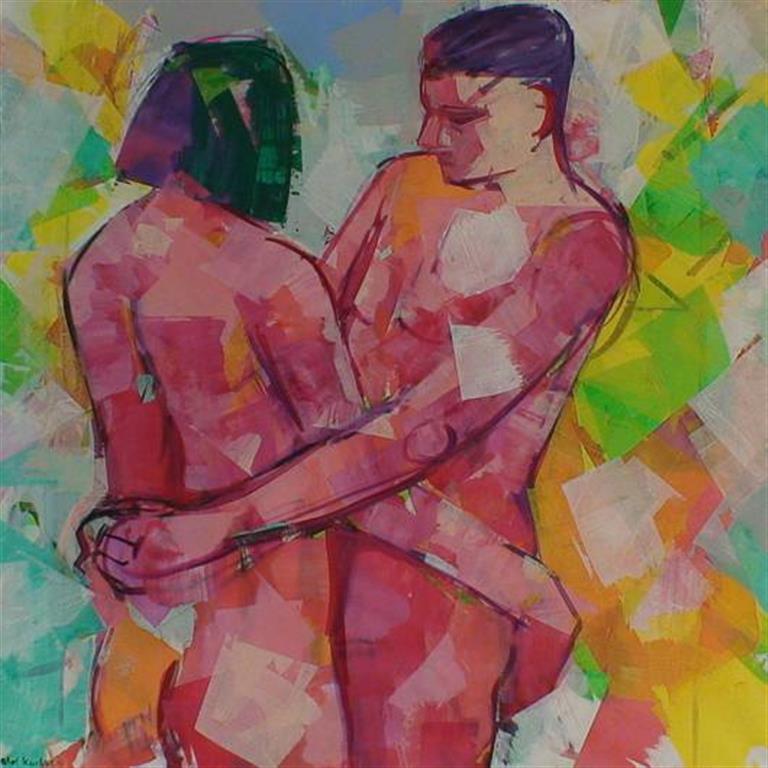 Mann og kvinne III Akrylmaleri (80x80 cm) kr 12000