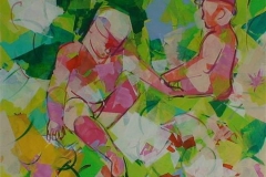 Barndommens grønne dal Akrylmaleri (100x100 cm) kr 15000 ur