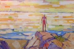 Sommerdag ved havet I Akrylmaleri (60x35 cm) kr 6000 mr