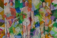 Tre kvinner i skog Akrylmaleri (100x100 cm) kr 15000 ur
