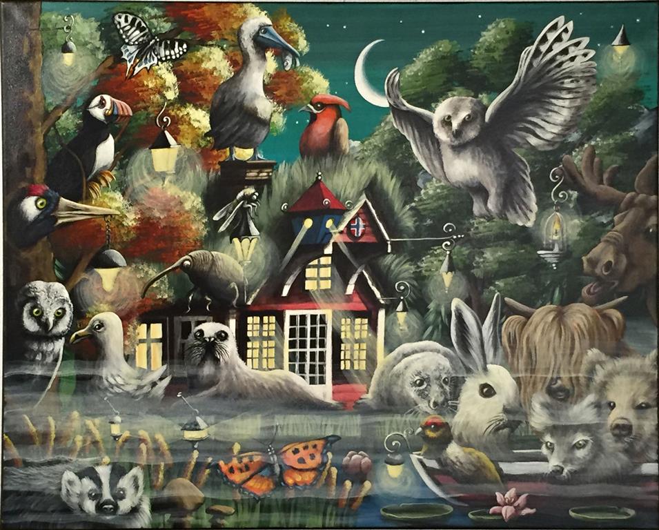 Midnight swamp Akrylmaleri (60x75 cm) kr 12000 ur