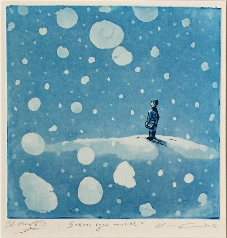 Snøens egen musikk Etsning (20x20 cm) kr 1600 ur