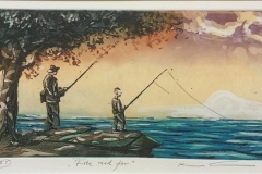 Fiske med far Etsning (15x30 cm) kr 1500 ur