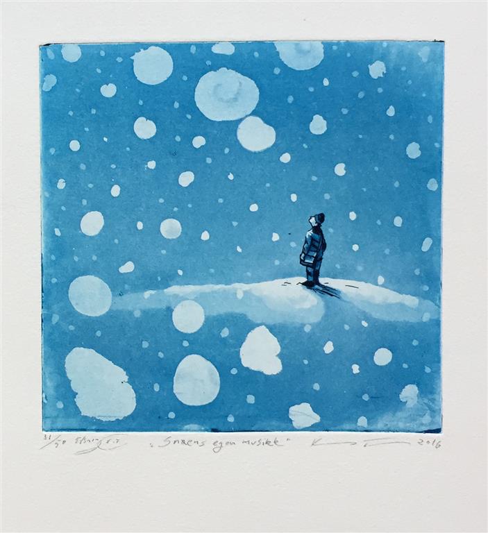 Snøens egen musikk Etsning (20x20 cm) kr 1600 ur