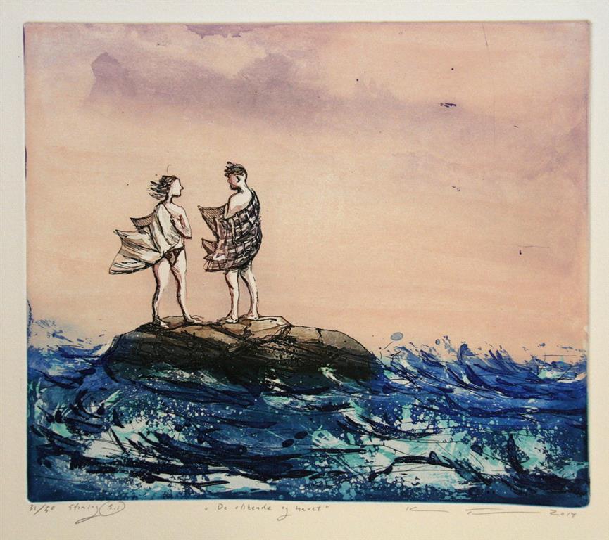De elskende og havet Etsning 29,5x34,5 cm 1800 ur