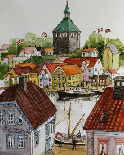 Stavanger-minne V Akvarell (40x33 cm) kr 7000 ur
