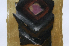 Rune, Eisenchlorid Acryl auf papir, blattgold, rahmen 32x26 cm 2500 ur