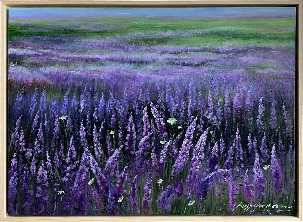 Lavender field Akrylmaleri (54x73 cm) kr 15000 mr