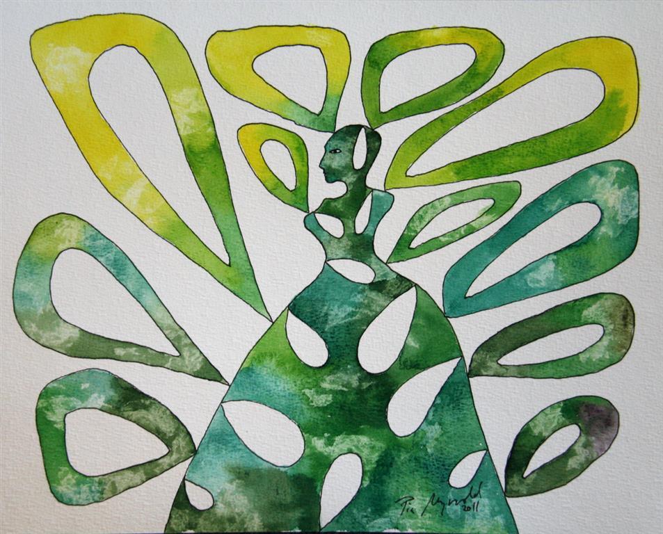 Biomyth lady green Akvarell (23x30 cm) kr 5000 ur