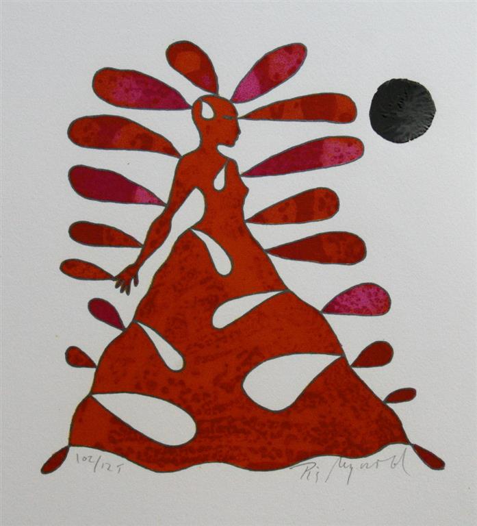 Red Byomyth Lady Litografi (25x23 cm) kr 3000 ur