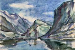 Under høye fjell Akvarell (49x69 cm) kr 5500 ur