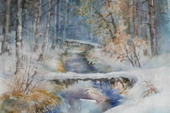 Vinterbekk Akvarell 57x37cm 5000,-u.r.