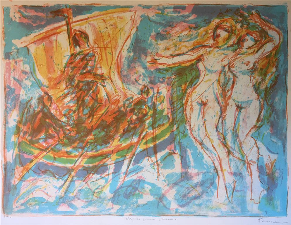 Odyssevs passer sirenene Litografi (52x69 cm) kr 2500 ur